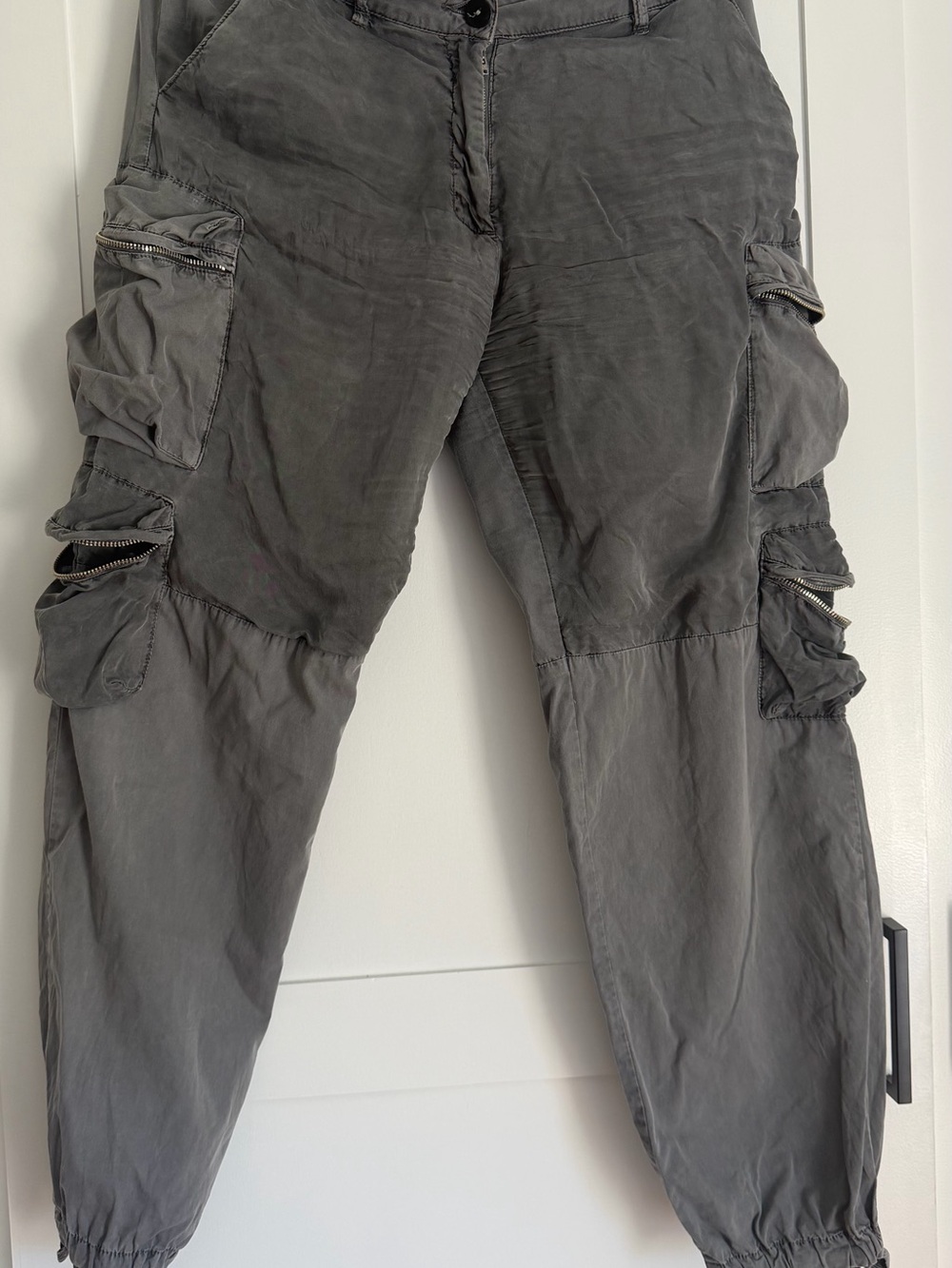 John Elliott Gray Cargo Pants with Zip Pockets